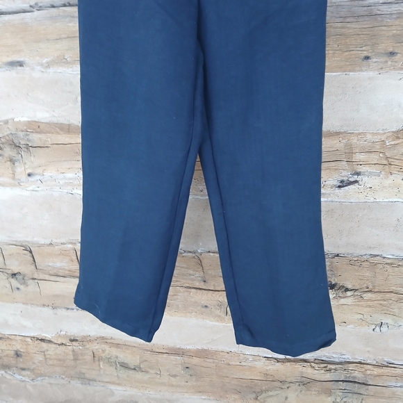 Emma James Navy Linen Blend Trousers Size 4P - Picture 3 of 8